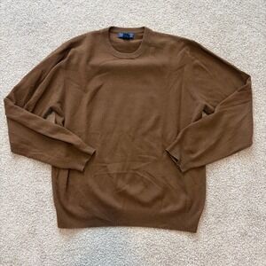 Joseph & Lyman 100% Cashmere Sweater Mens L Brown Crewneck Quiet Luxury Classic